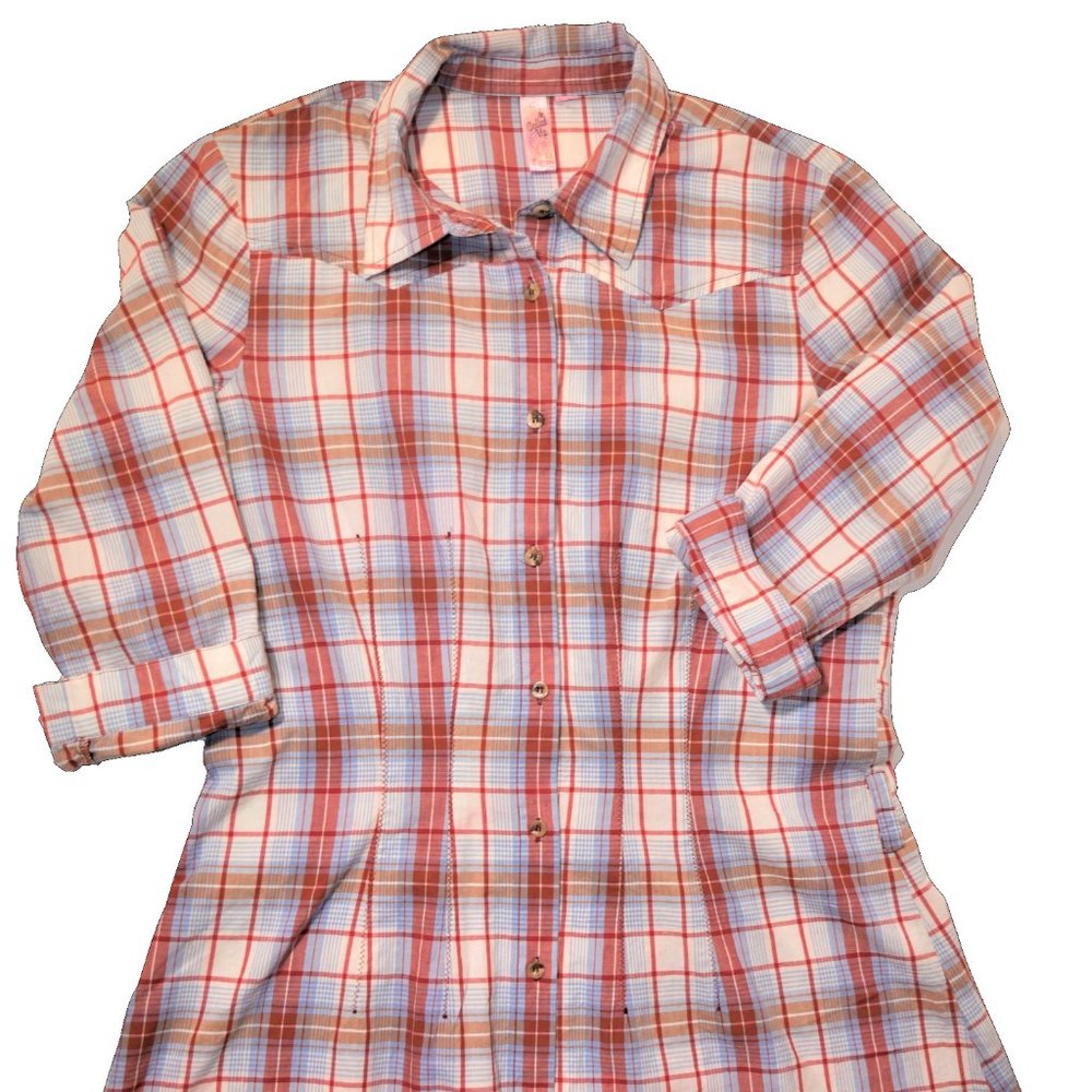 *DOLLED UP BY FANG* PINK BLUE PLAID PEPLUM